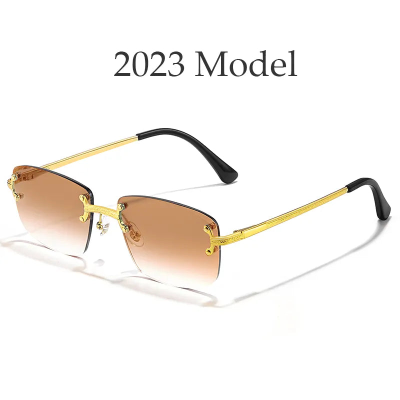 HBK 2022 Fashion Rimless BBC Glasses Frames Luxury Frameless sunglasses